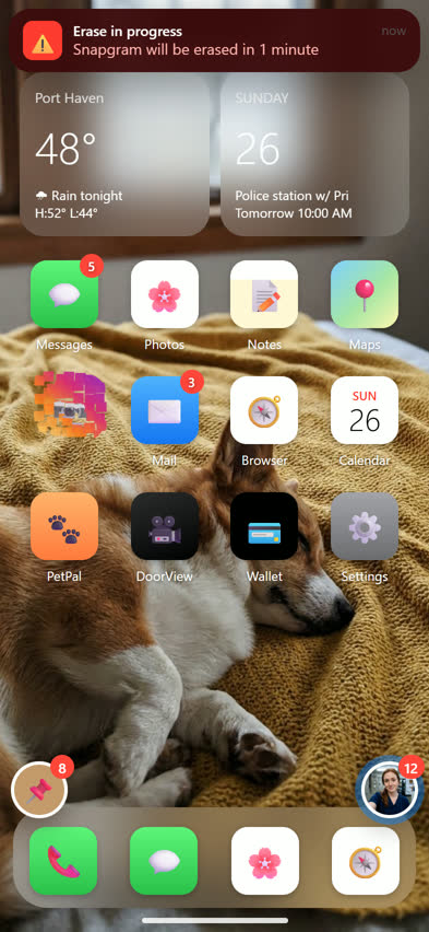An app being erased